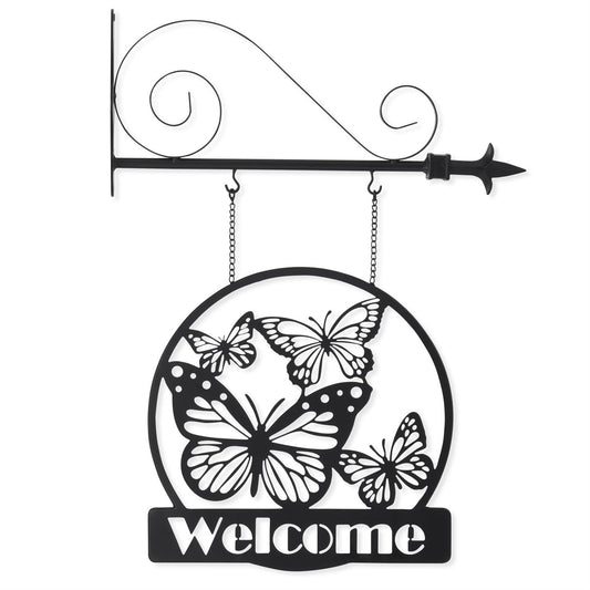 Black Metal Cutout Butterfly Welcome Sign Arrow Replacement - 13"