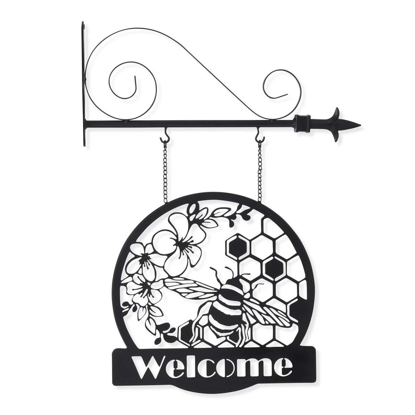 Black Metal Cutout Bee Welcome Sign Arrow Replacement - 13"