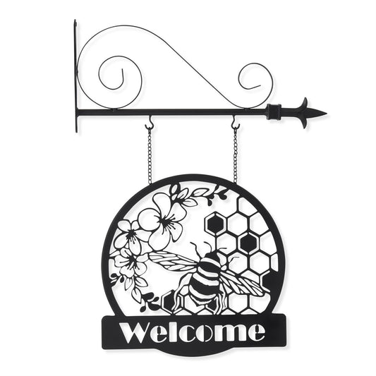 Black Metal Cutout Bee Welcome Sign Arrow Replacement - 13"