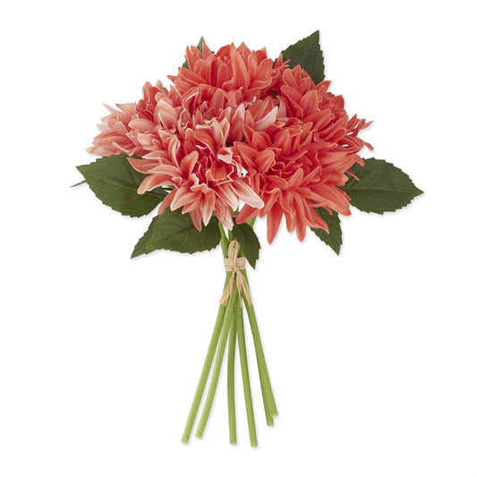 12" Real Touch Dahlia Bundle, 6 Stems - Orange Coral