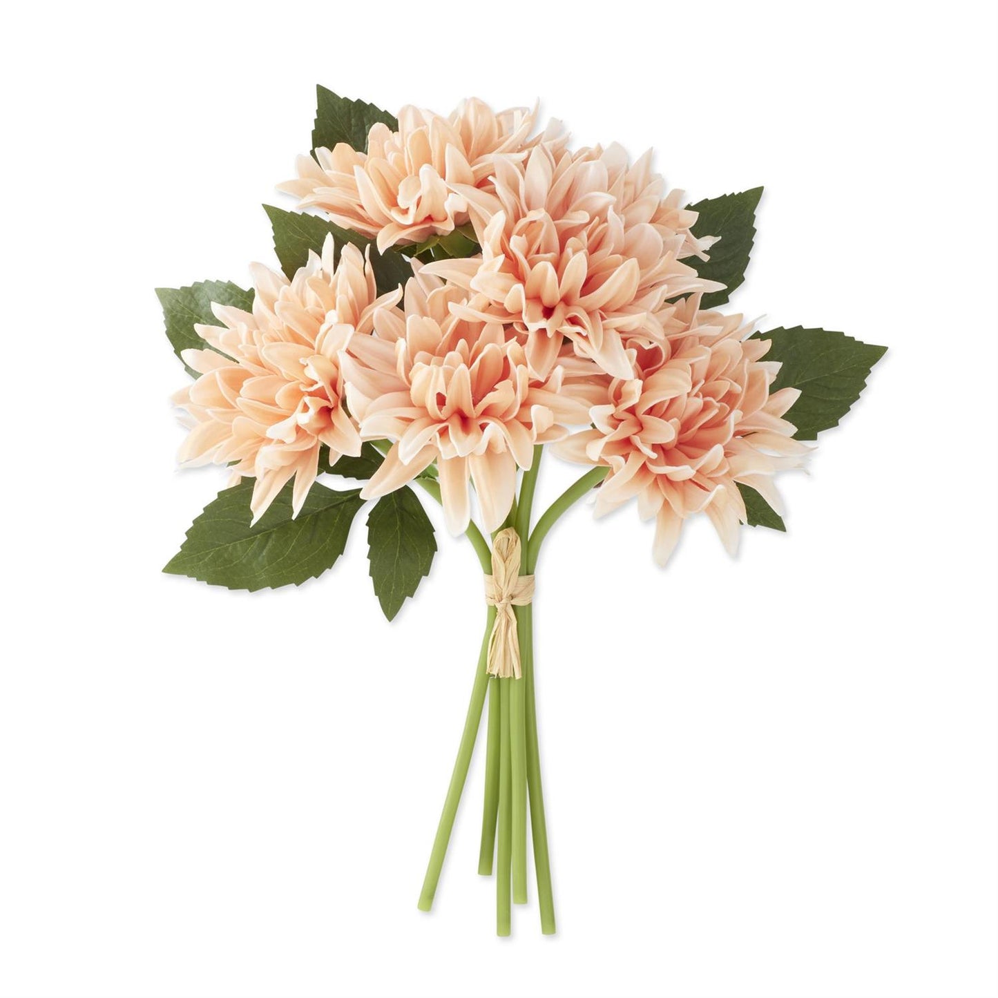12" Real Touch Dahlia Bundle, 6 Stems - Light Peach