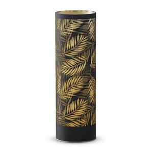 Matte Black Glass LED Tropical Leaves Cylinder with Timer - 10"