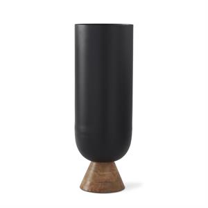 Black Metal & Mango Wood Cylinder Vase - 22.75"