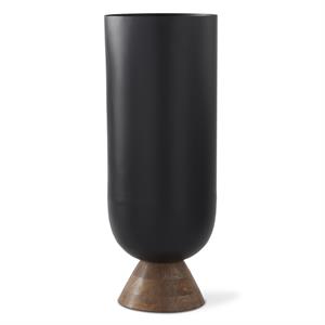 Black Metal & Mango Wood Cylinder Vase - 25.75"
