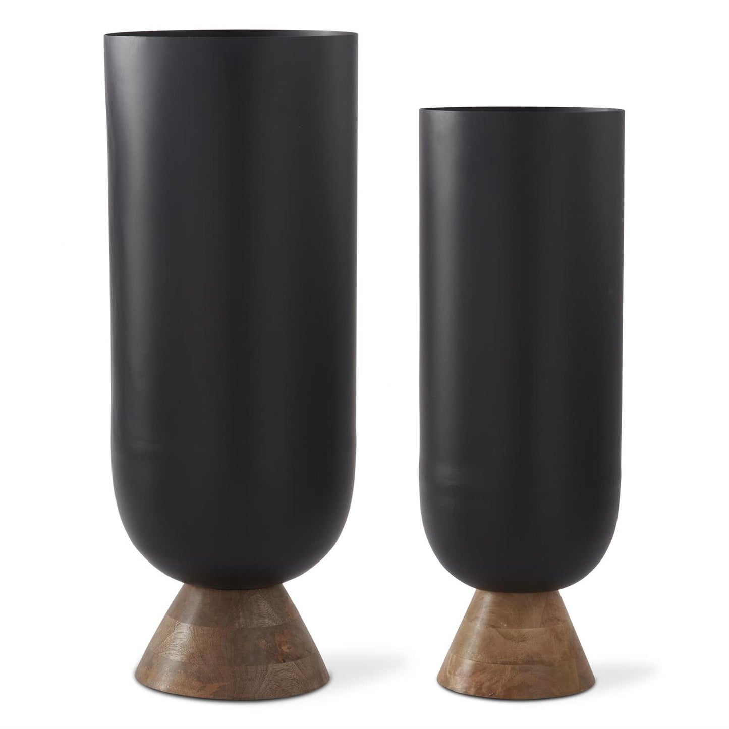 Black Metal & Mango Wood Cylinder Vase - 25.75"