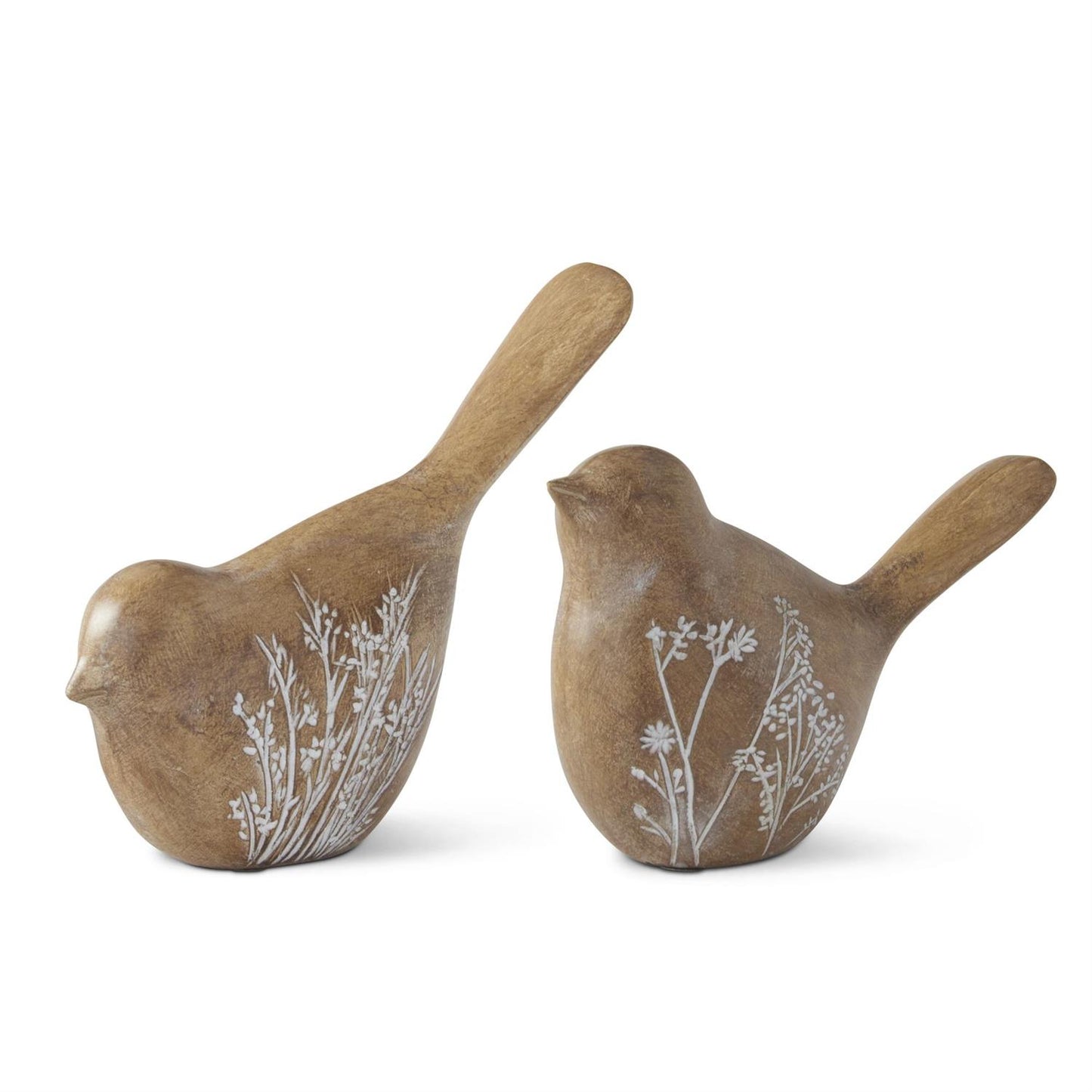 Resin Flower Embossed Birds - Brown, 4"