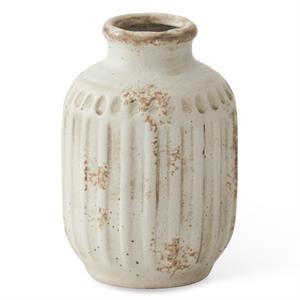 Weathered Cream Ceramic Bud Vase - 5"