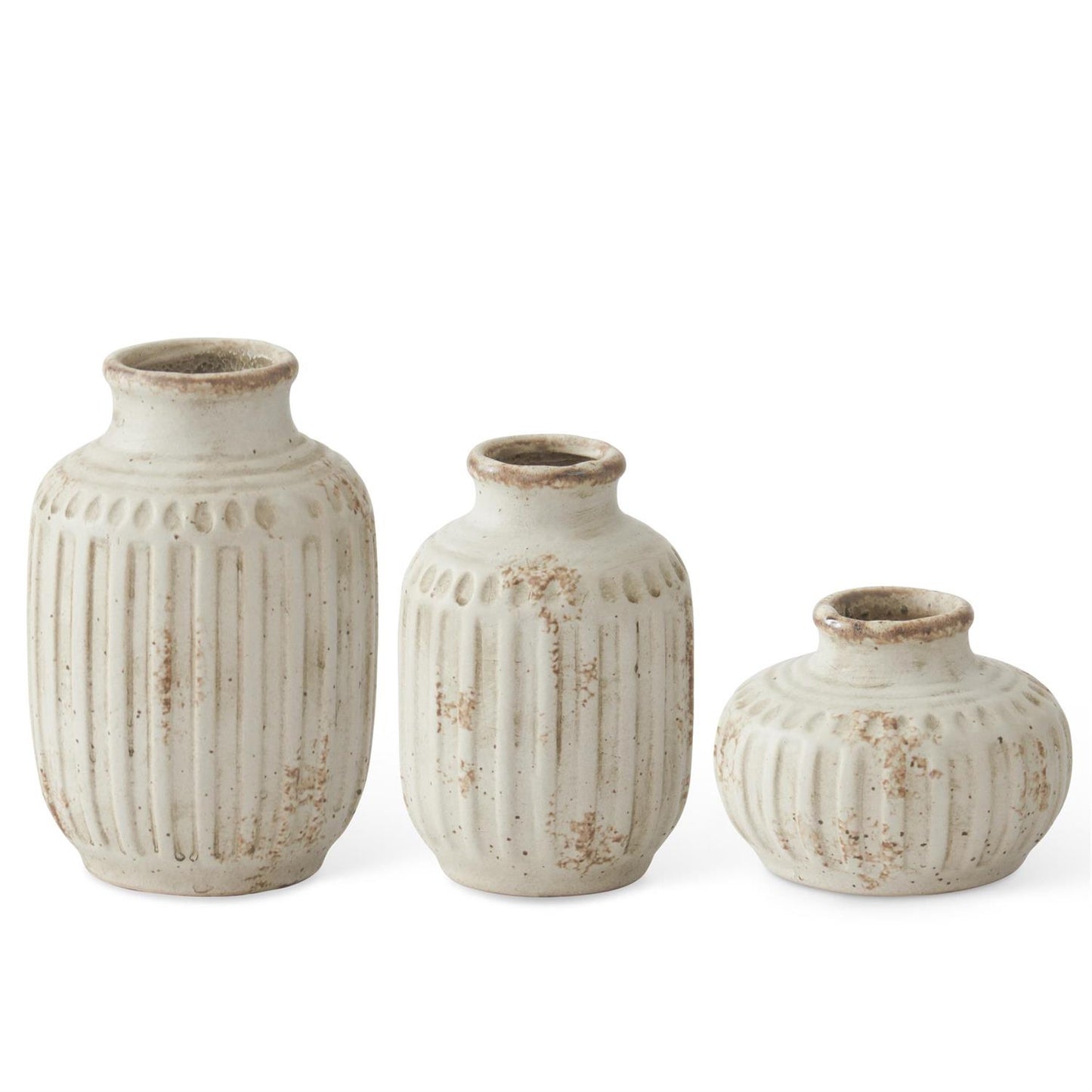 Weathered Cream Ceramic Bud Vase - 6"