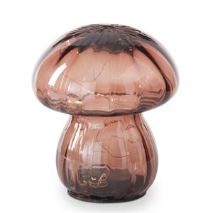 Brown Glass LED Mushroom W/Timer - 6.25"