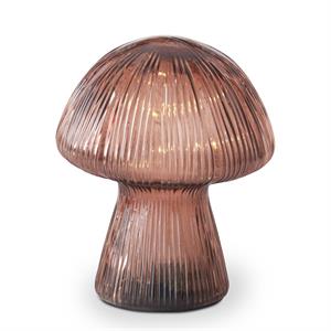 Brown Glass LED Mushroom w/Timer - 5.75"