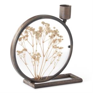 Round Dried Floral Display Taper Candleholder - 5.75"