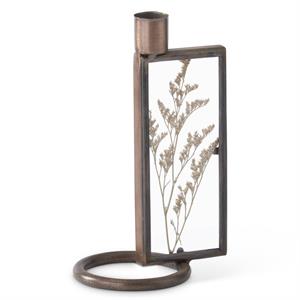 Rectangular Dried Floral Display Taper Candle Holder - 5.75"