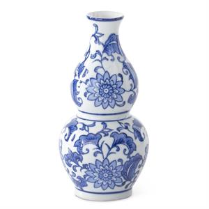 Blue & White Ceramic Chinoiserie Bud Vase - 8"