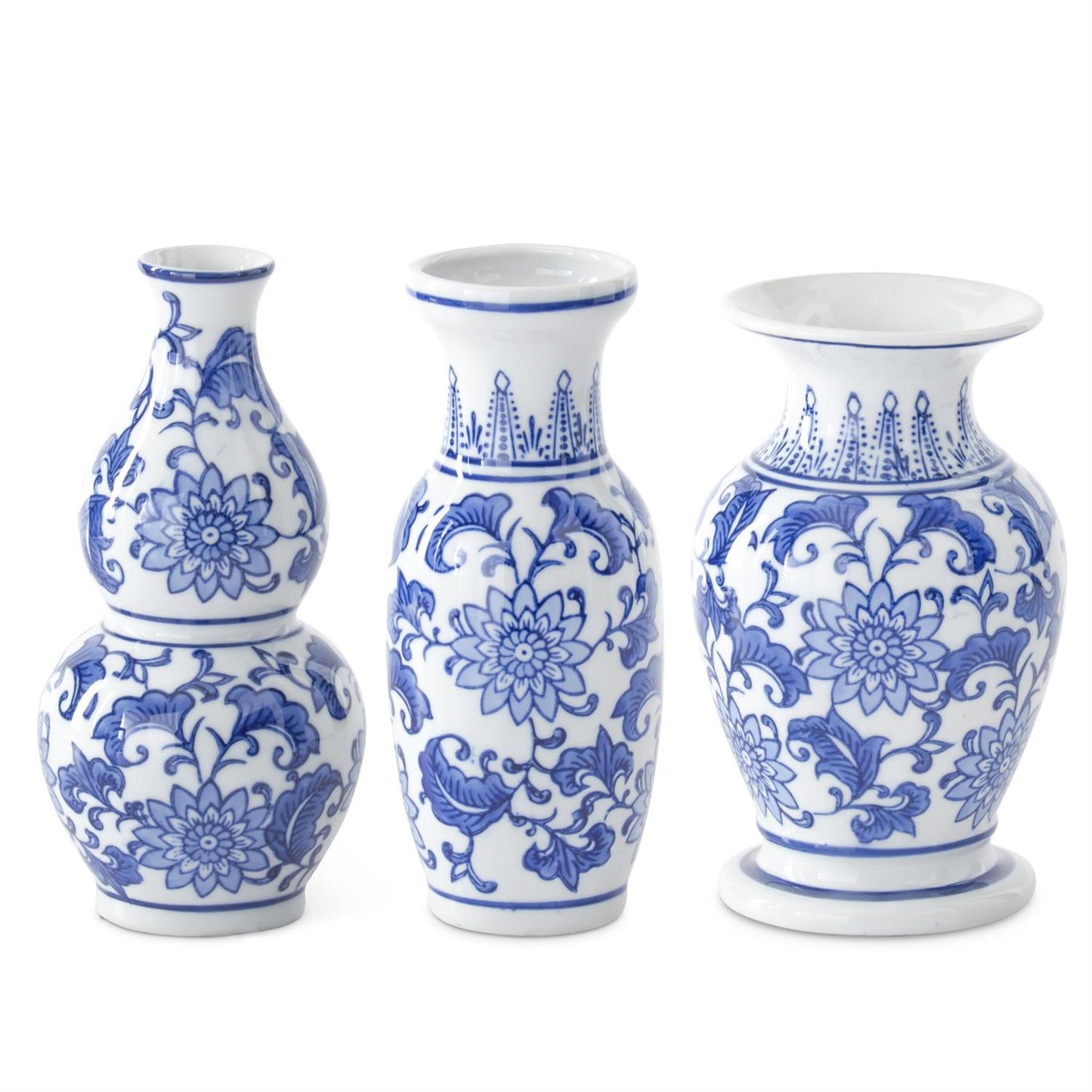 Blue & White Ceramic Chinoiserie Bud Vase - 7.5"