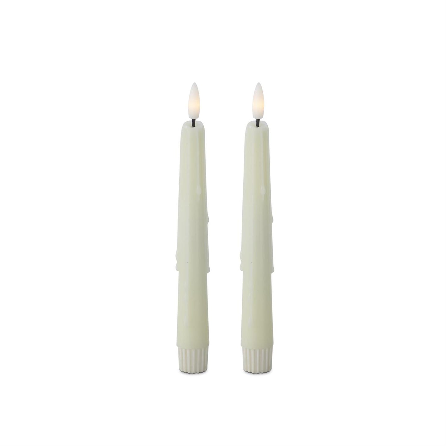 Cream LED Drip Taper Candles W/Timer - 2 Pk, 8"