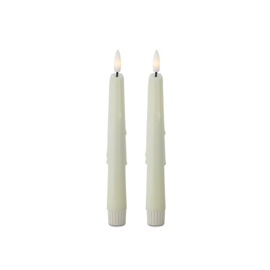 Cream LED Drip Taper Candles W/Timer - 2 Pk, 8"