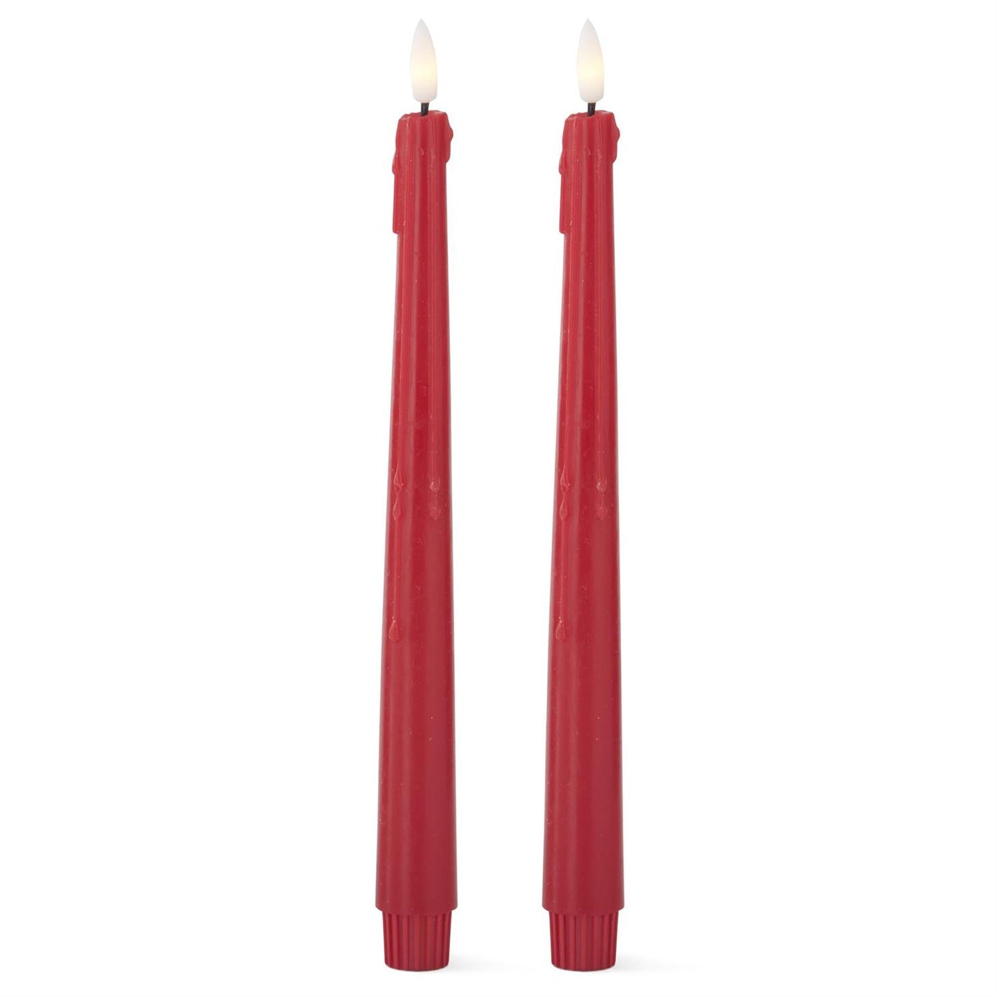 Red LED Drip Taper Candles with Timer - 2 Pk, 11.5"