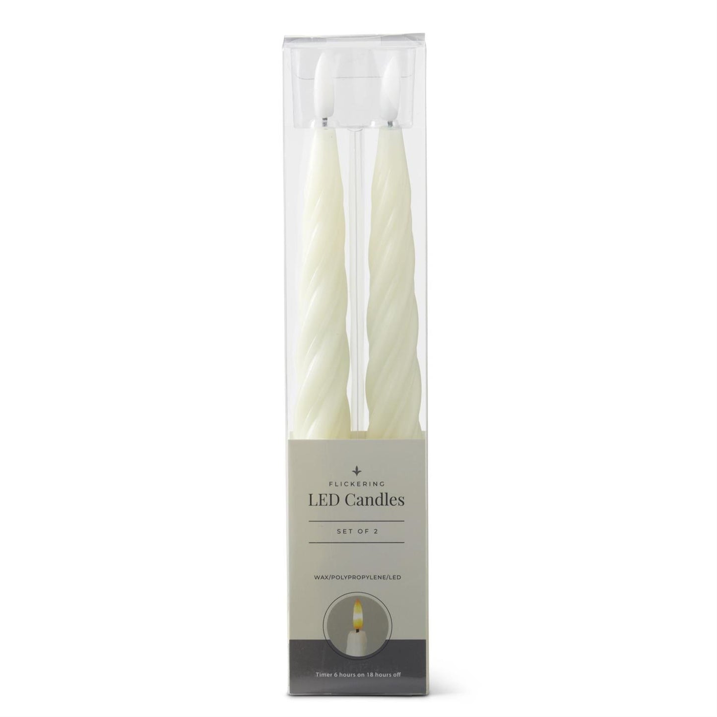 Cream Spiral LED Taper Candles with Timer - 2 Pk, 9.75"