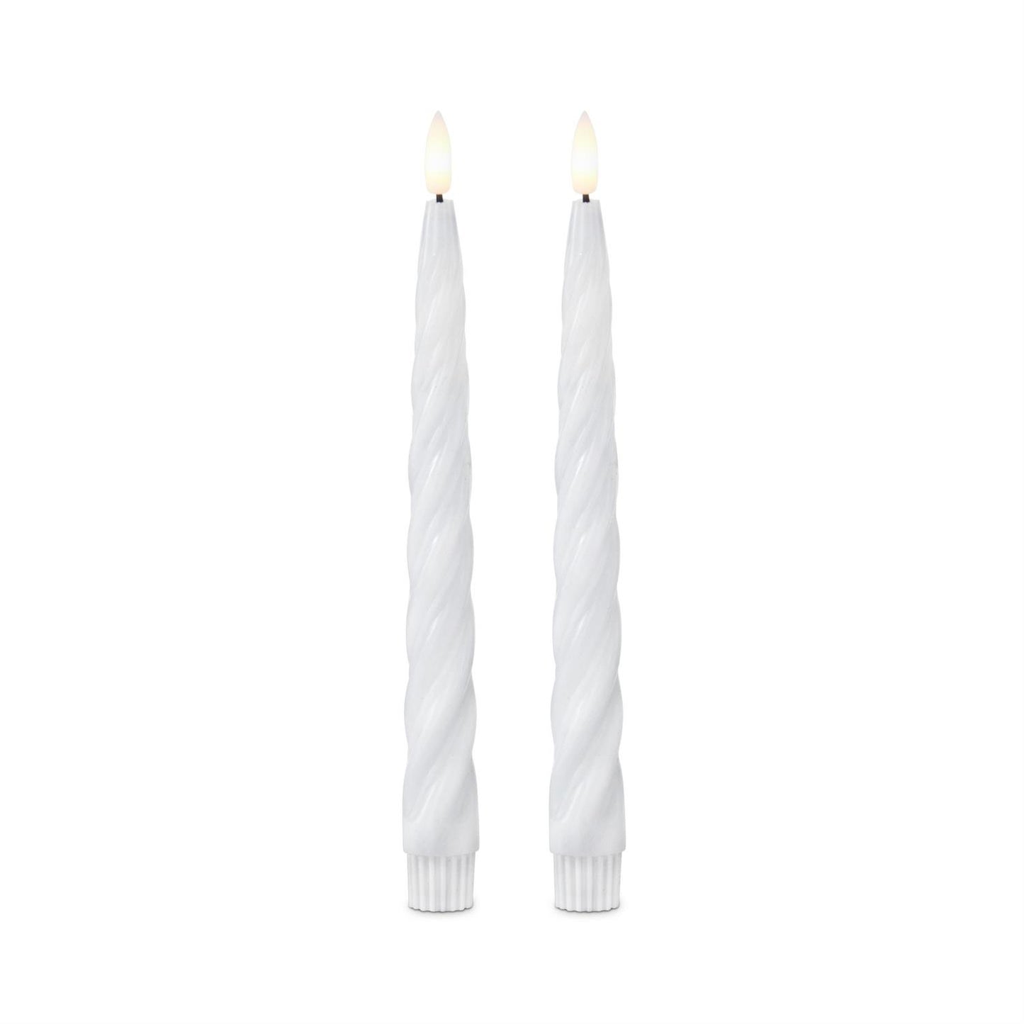 White Spiral LED Taper Candles with Timer - 2 Pk, 9.75"