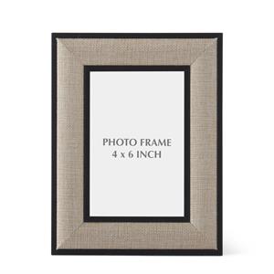 Black Wood and Linen Photo Frame For 4x6 Photo - 8.75"