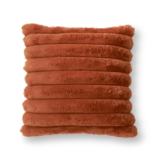 18" Rust Orange Vegan Fur Pillow