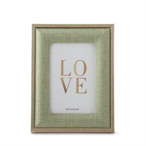 Light Green Woven Linen 4 x 6 Photo Frame with Gold Metal Trim - 8.25"