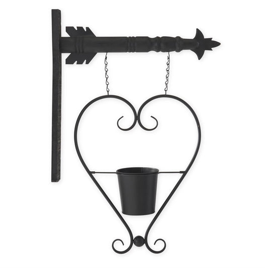 Black Metal Cutout Heart with Planter Arrow Replacement - 12.75"