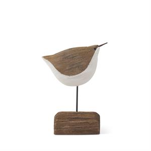 White and Natural Wood Seagull Spindle on Driftwood Base - 5.25"