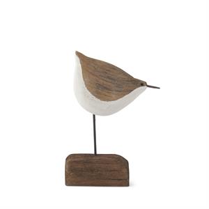 White and Natural Wood Seagull Spindle on Driftwood Base - 5.75"