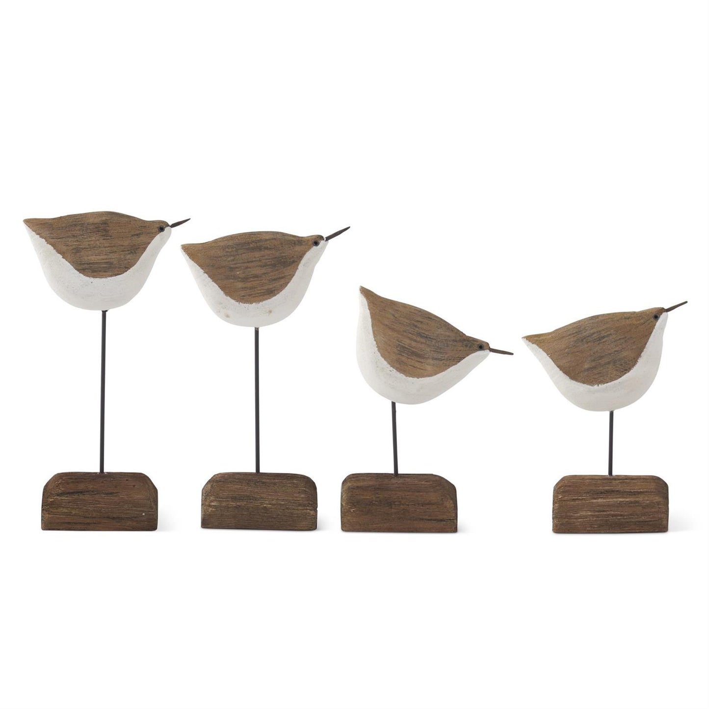 White and Natural Wood Seagull Spindle on Driftwood Base - 5.25"