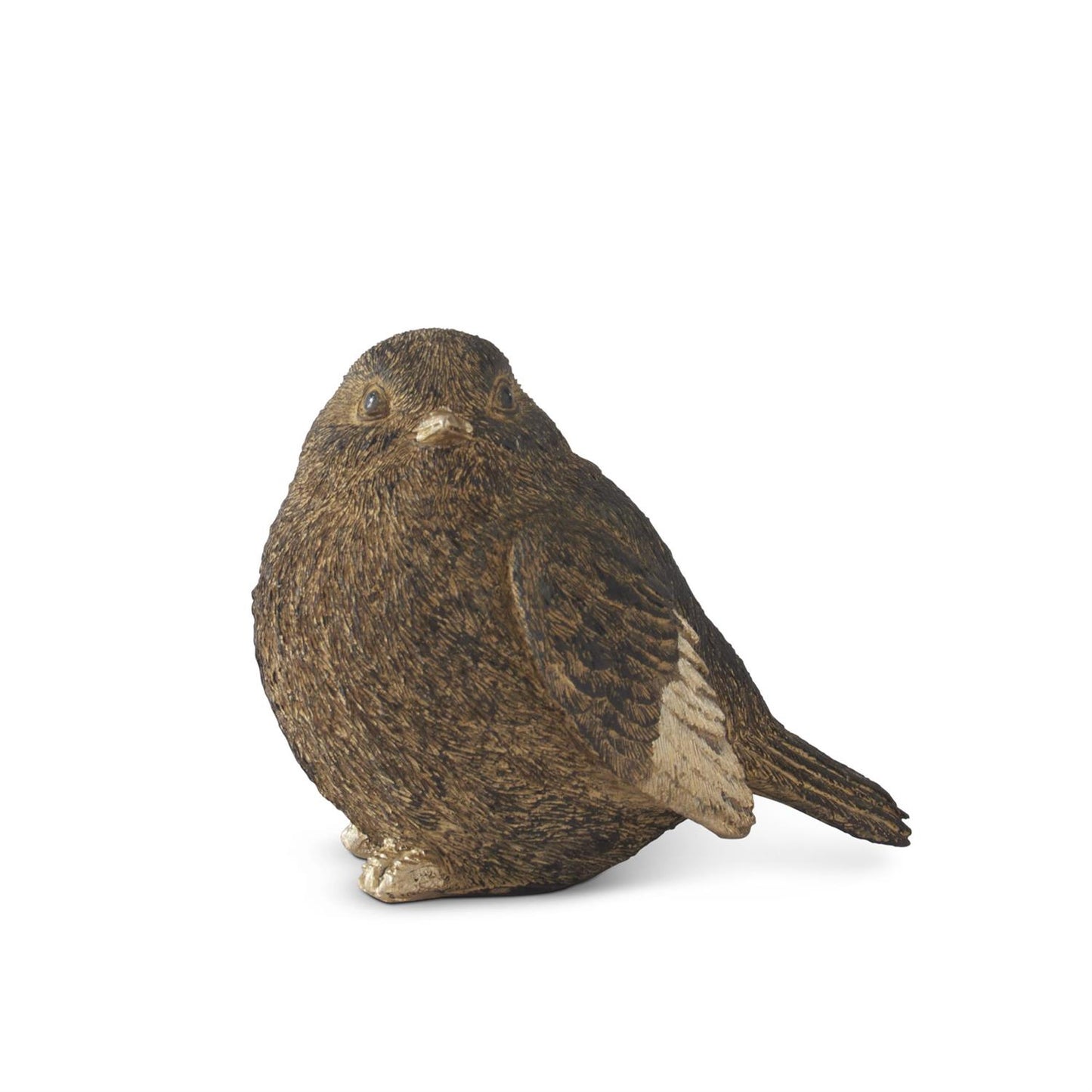 Textured Brown And Gold Resin Sitting Bird - 3.75"