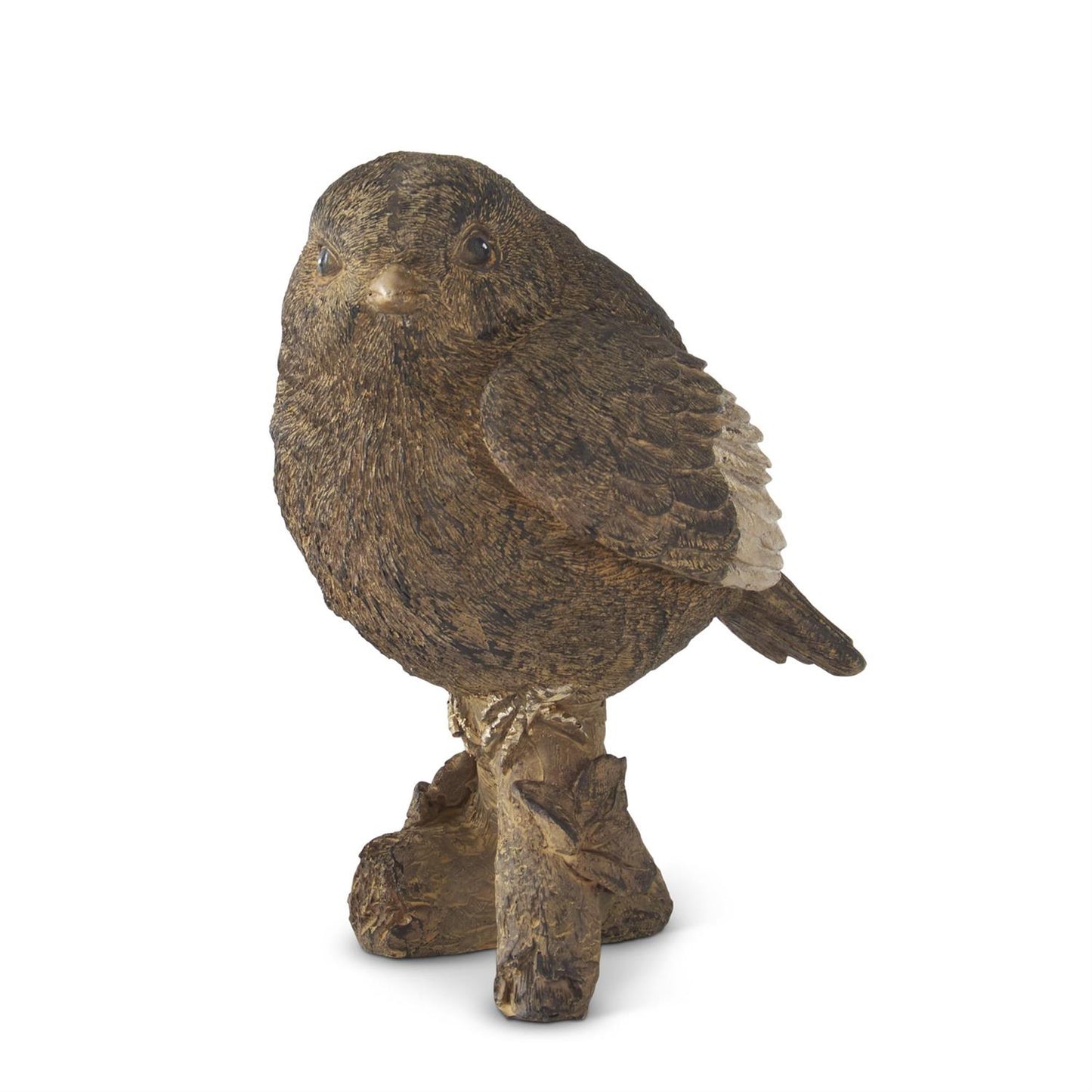 Textured Brown and Gold Resin Bird on Branch - 5.5"