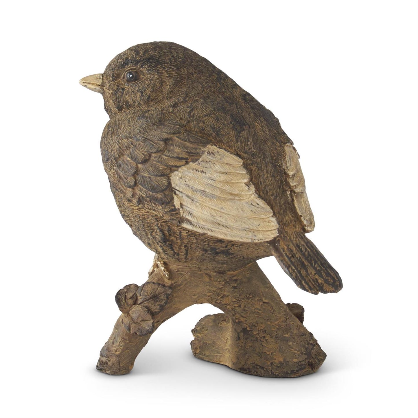 Textured Brown and Gold Resin Bird on Branch - 5.5"
