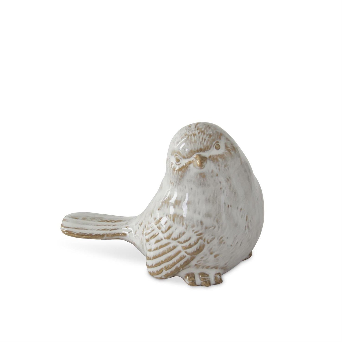Glazed Ceramic Birds - Cream & Taupe, 3.5", 2 Assorted Styles