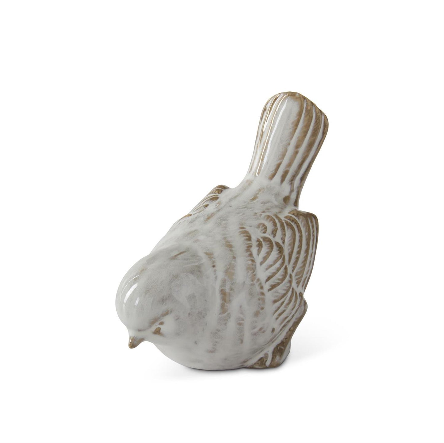Glazed Ceramic Birds - Cream & Taupe, 3.5", 2 Assorted Styles