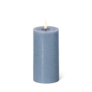 LED Pillar Candle with Timer and One Touch On/Off - Light Blue, 6x3