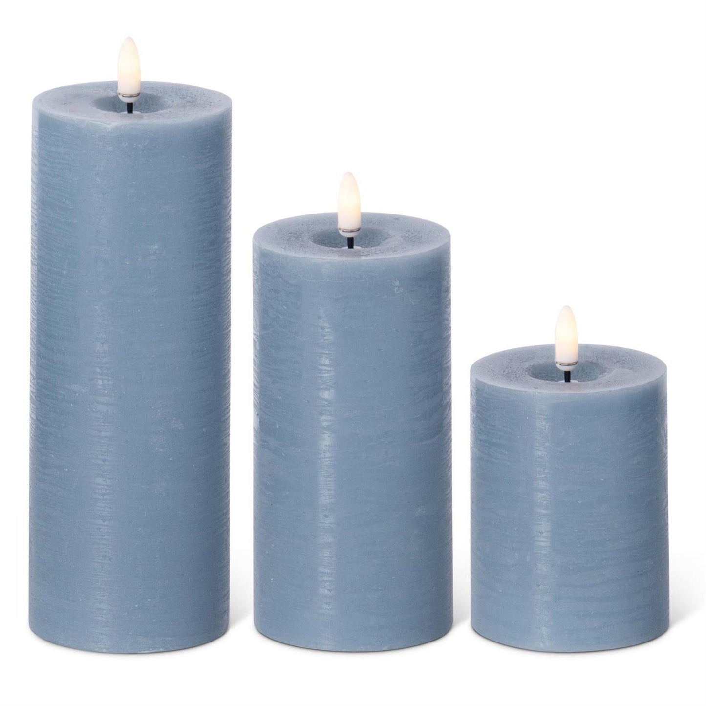 LED Pillar Candle with Timer and One Touch On/Off - Light Blue, 4x3
