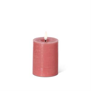 LED Pillar Candle with Timer and One Touch On/Off - Pink, 4x3