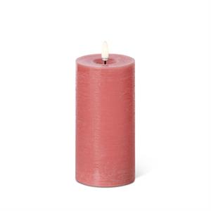 LED Pillar Candle with Timer and One Touch On/Off - Pink, 6x3
