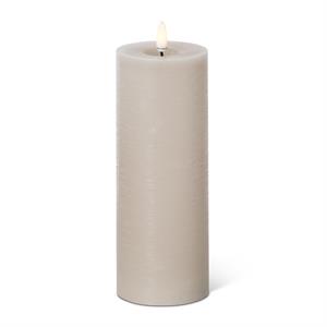 LED Pillar Candle with Timer and One Touch On/Off - Taupe, 8x3