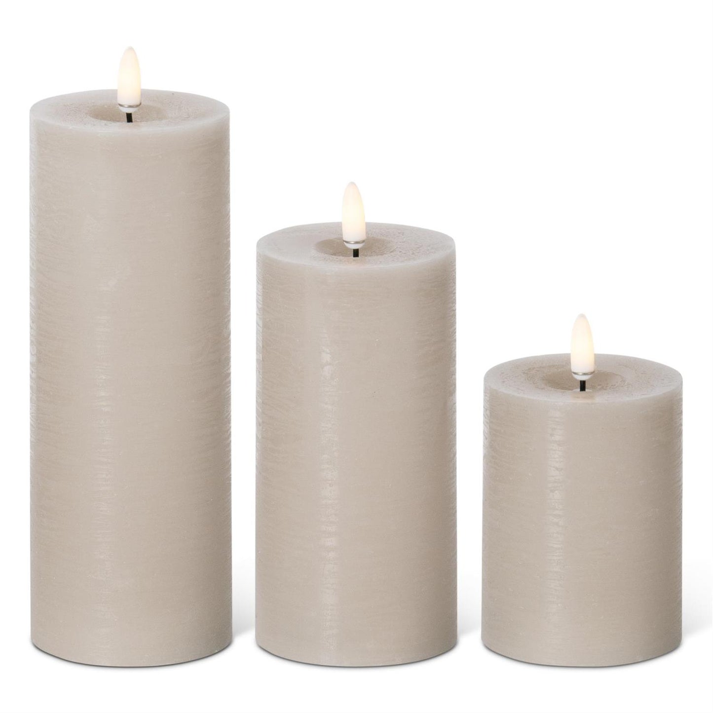 LED Pillar Candle with Timer and One Touch On/Off - Taupe, 8x3