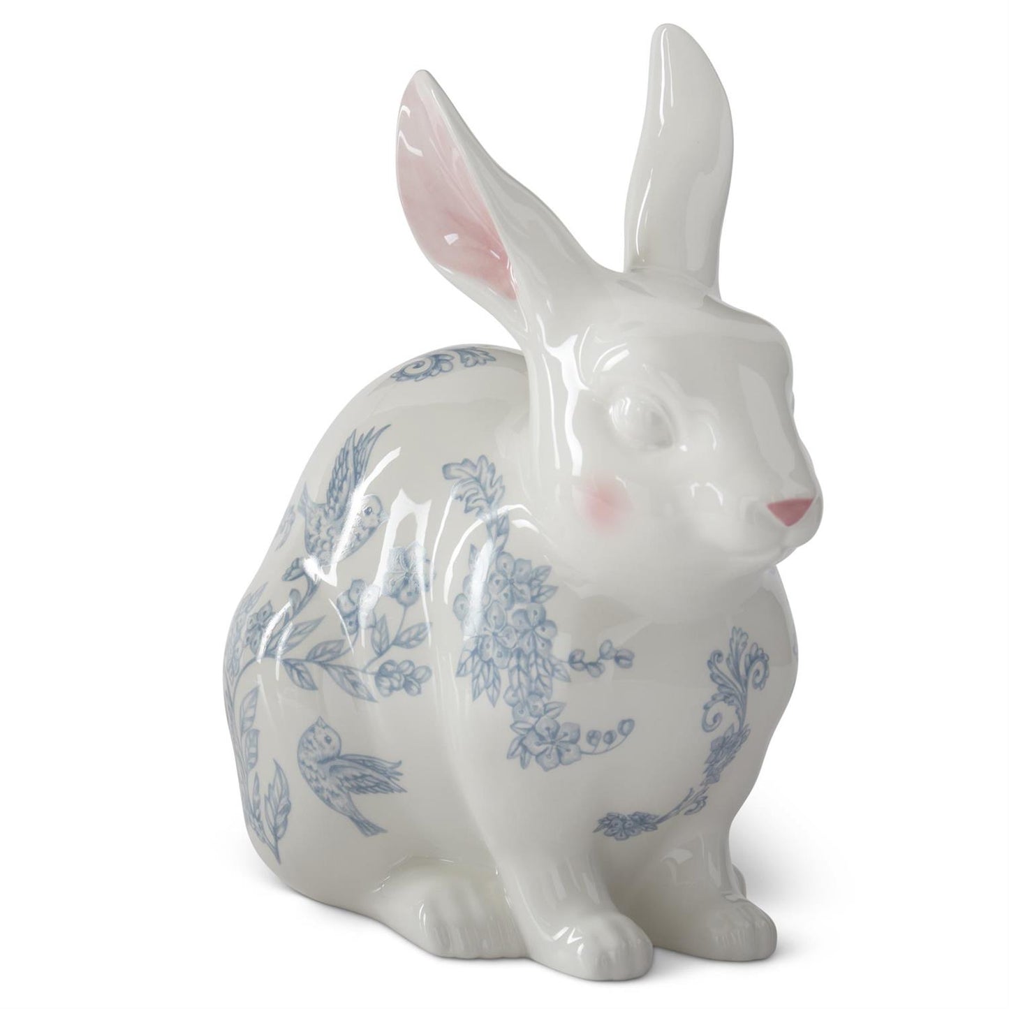 White Dolomite Bunny with Blue Easter Decals - 9.75"