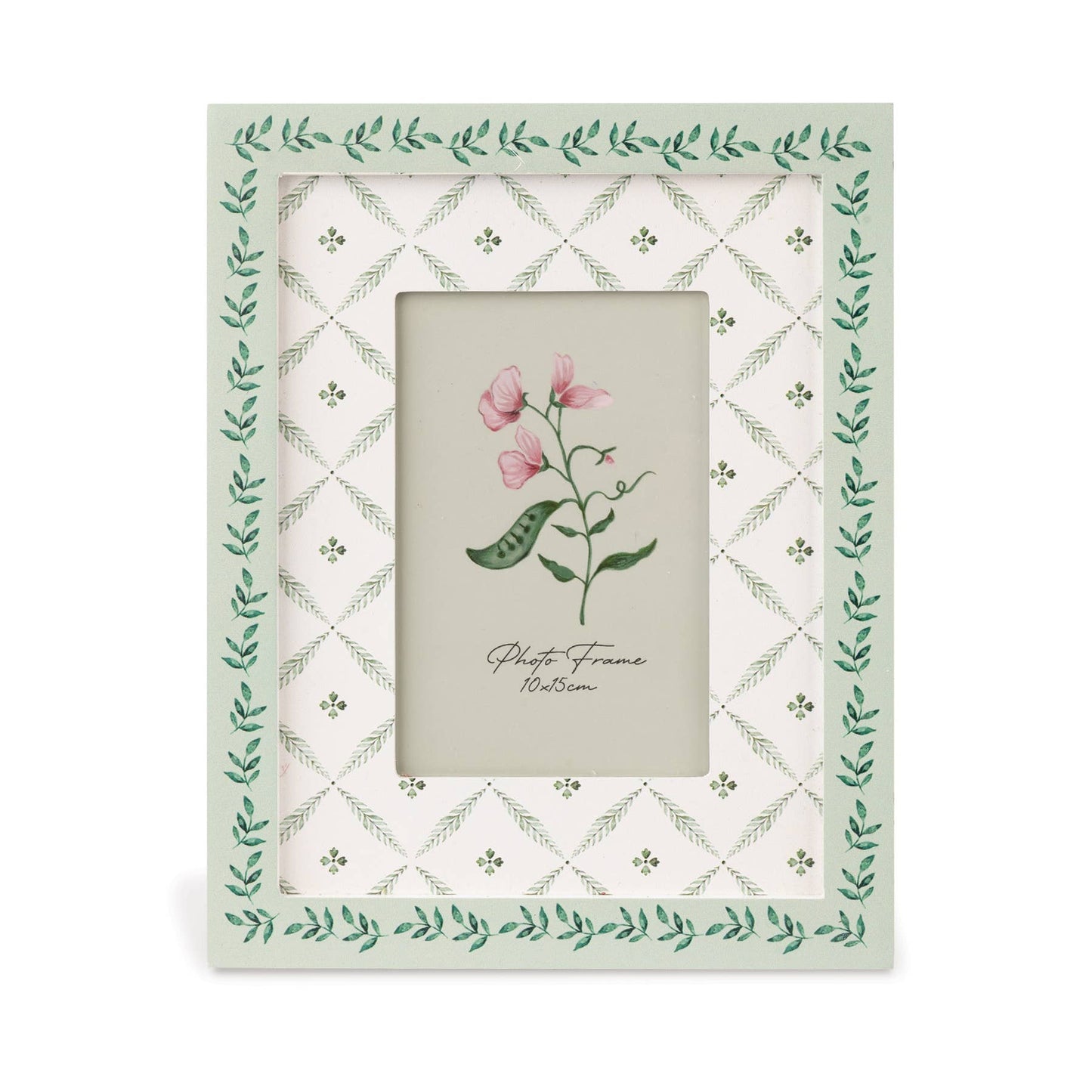Cottage Bloom Floral Photo Frame With Green Trim for 4x6 Photo