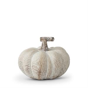 White Washed Wood Grain Resin Pumpkin, Assorted