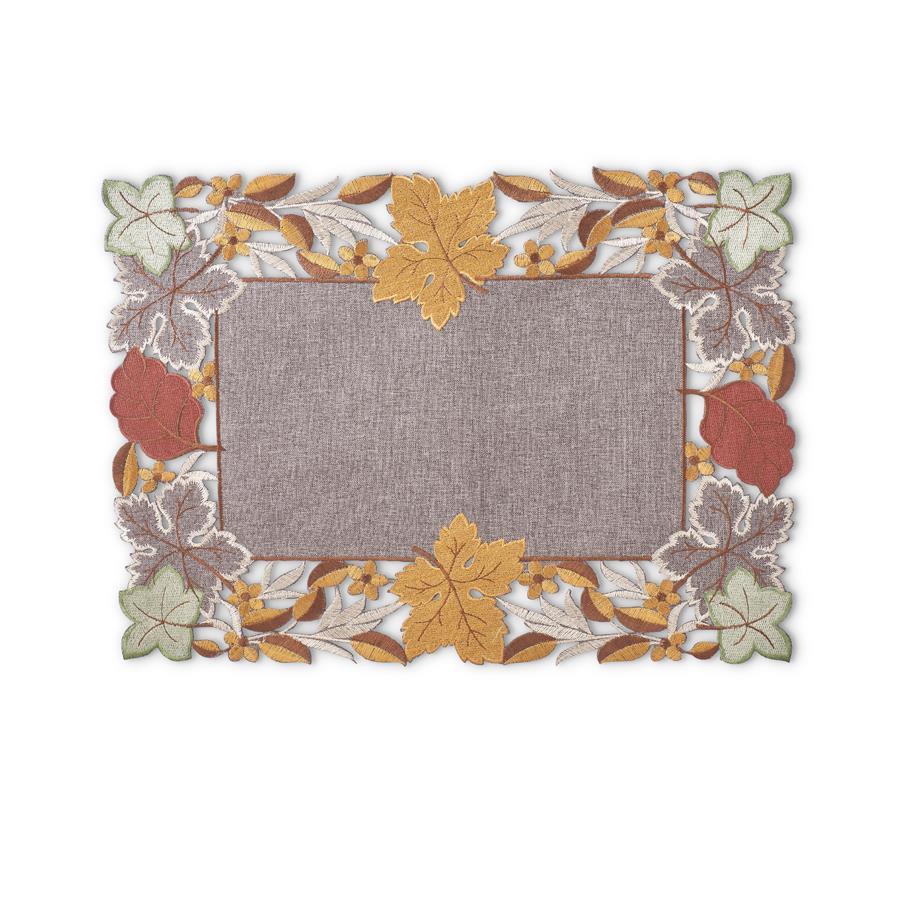 18.25" Embroidered Cutout Fall Leaves Placemat