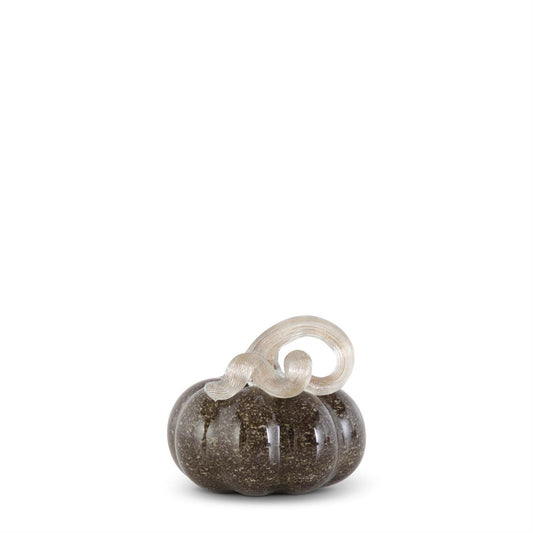 Handblown Glass Pumpkin - Gray Brown, 3.25"