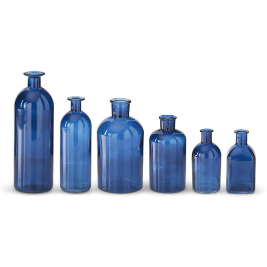 Blue Glass Bottle - 10"