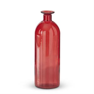 Red Glass Bottle/Vase - 10"
