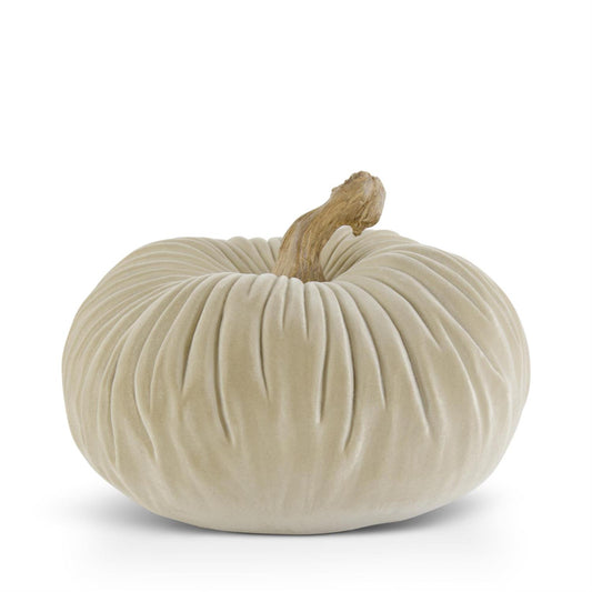 2.75" Resin Taupe Velvet Pumpkin