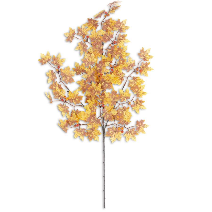 29" Yellow & Brown Maple Leaves Stem W/Berries